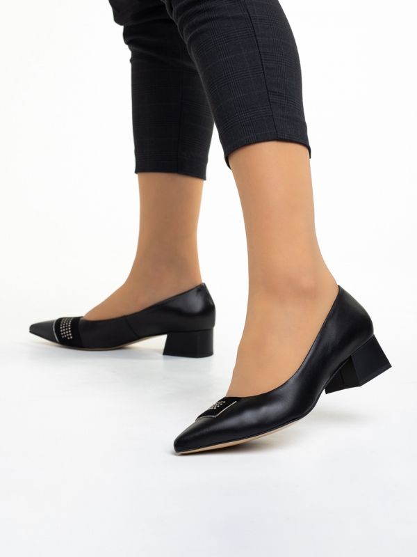 Γυναικεία παπούτσια Marco μαύρα από φυσικό δέρμα Kamini, 4 - Kalapod.gr