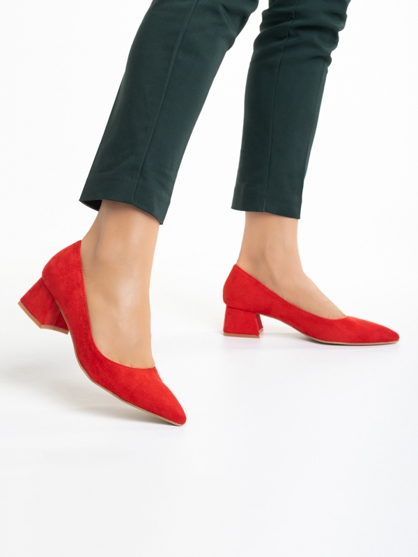 Γυναικεία παπούτσια κόκκινα από ύφασμα Cataleya, 4 - Kalapod.gr