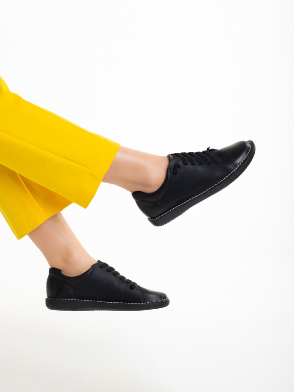 Γυναικεία αθλητικά παπούτσια  μαύρα  από οικολογικό δέρμα  Clarice, 5 - Kalapod.gr