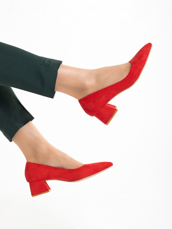 Γυναικεία παπούτσια κόκκινα από ύφασμα Cataleya, 5 - Kalapod.gr