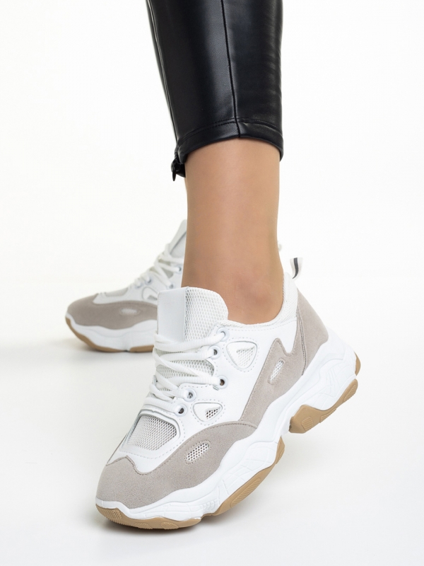 Γυναικεία αθλητικά παπούτσια  λευκά από οικολογικό δέρμα  Moyra, 2 - Kalapod.gr