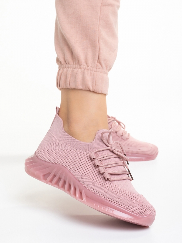 Γυναικεία αθλητικά παπούτσια  ροζ  από ύφασμα  Nevenca, 2 - Kalapod.gr
