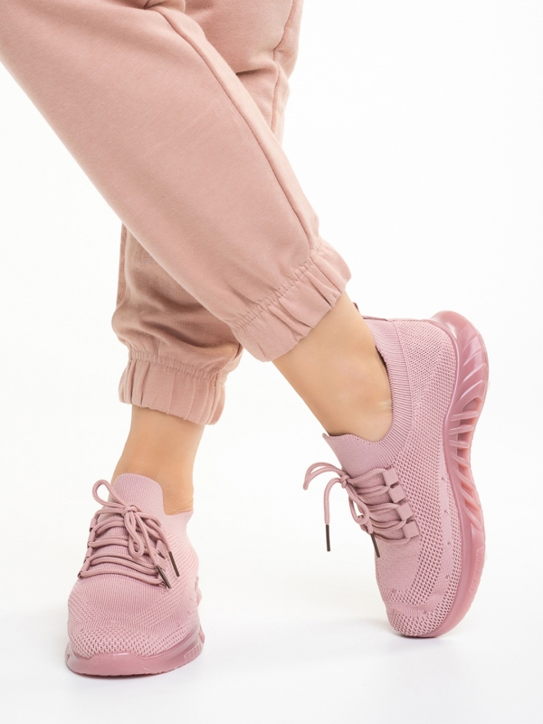 Γυναικεία αθλητικά παπούτσια  ροζ  από ύφασμα  Nevenca, 3 - Kalapod.gr