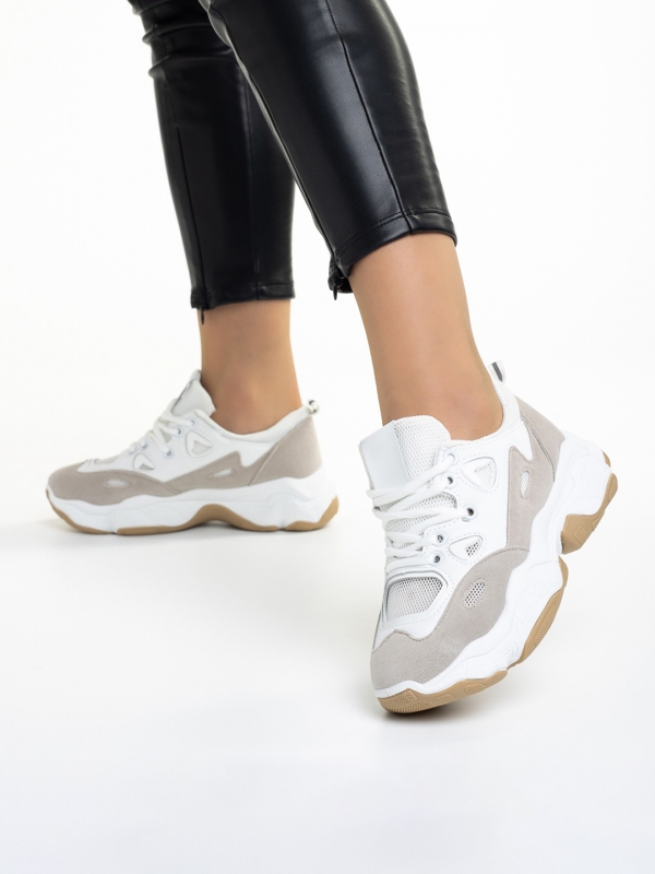 Γυναικεία αθλητικά παπούτσια  λευκά από οικολογικό δέρμα  Moyra, 4 - Kalapod.gr