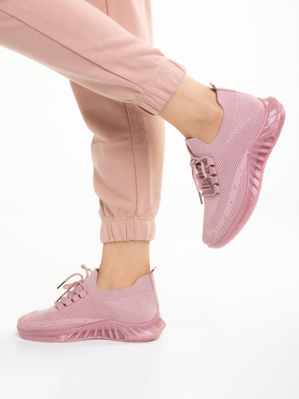 Γυναικεία αθλητικά παπούτσια  ροζ  από ύφασμα  Nevenca, 4 - Kalapod.gr
