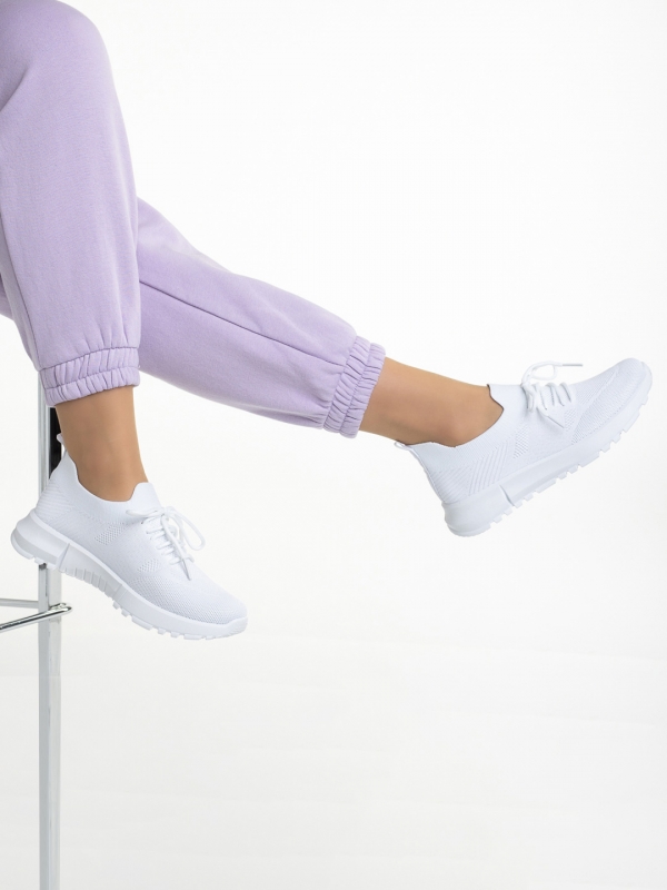 Γυναικεία αθλητικά παπούτσια  λευκά από ύφασμα  Dasa, 5 - Kalapod.gr