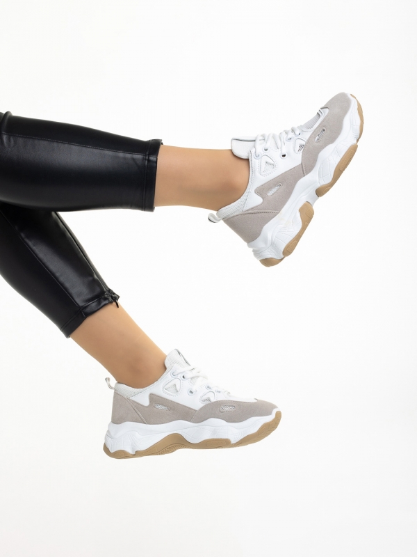 Γυναικεία αθλητικά παπούτσια  λευκά από οικολογικό δέρμα  Moyra, 5 - Kalapod.gr