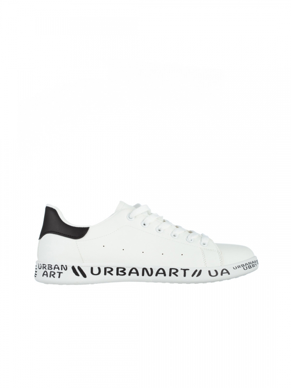 Ανδρικά αθλητικά παπούτσια λευκά με μαύρο από οικολογικό δέρμα  Spiros, 4 - Kalapod.gr