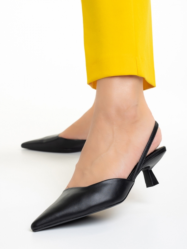 Γυναικεία παπούτσια   μαύρα από οικολογικό δέρμα Arete, 2 - Kalapod.gr