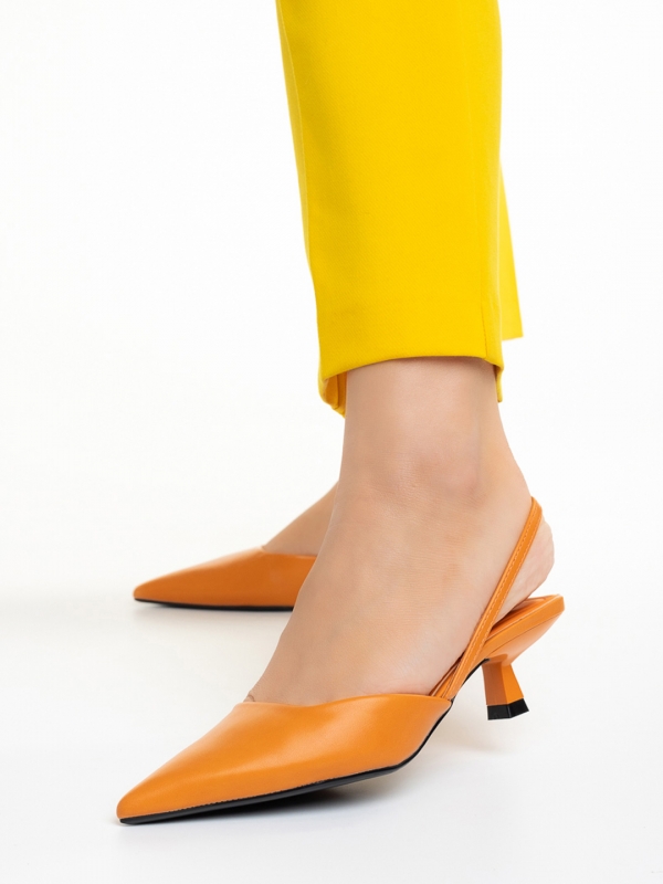 Γυναικεία παπούτσια   πορτοκαλί από οικολογικό δέρμα Arete, 2 - Kalapod.gr