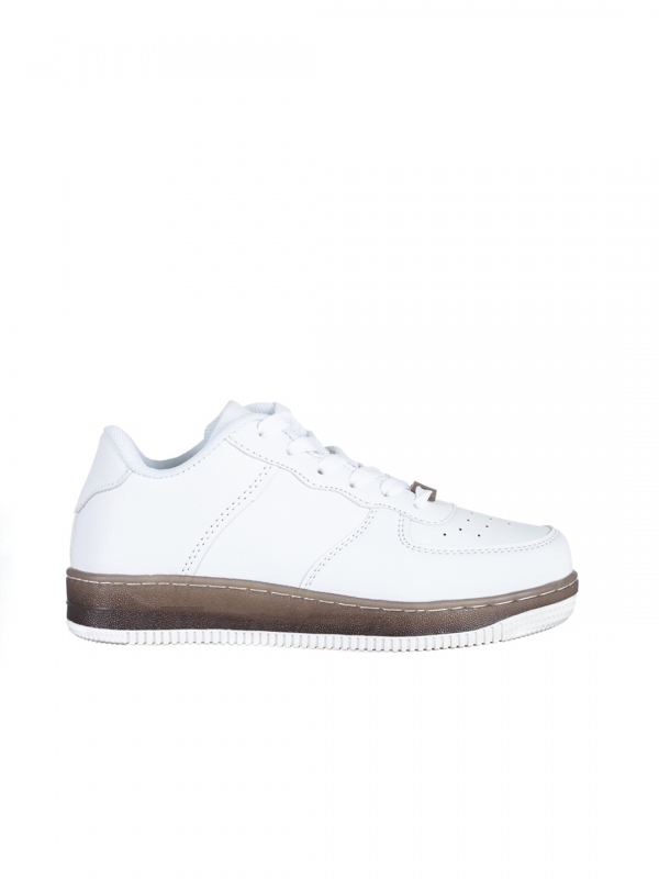 Παιδικά αθλητικά παπούτσια  λευκά με μαύρο από οικολογικό δέρμα Carsyn, 4 - Kalapod.gr
