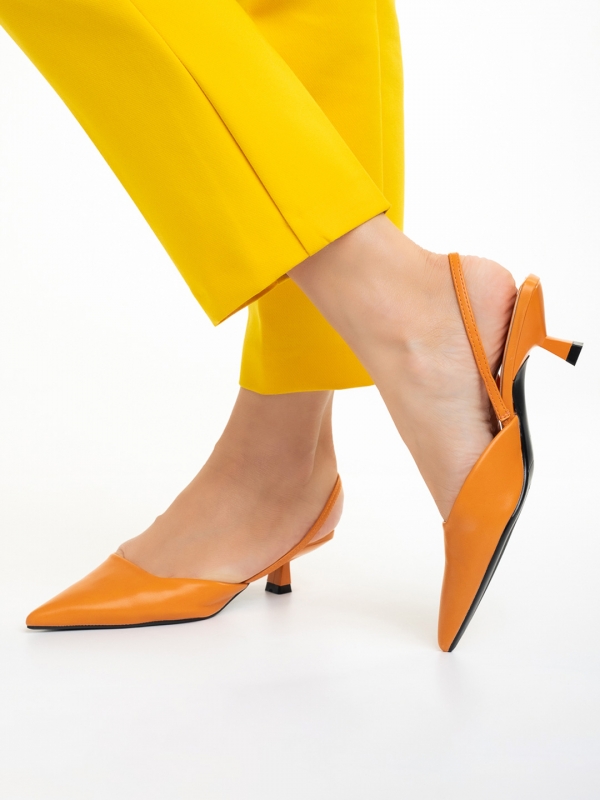 Γυναικεία παπούτσια   πορτοκαλί από οικολογικό δέρμα Arete, 3 - Kalapod.gr