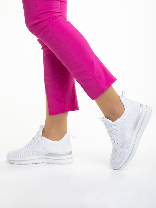 Γυναικεία αθλητικά παπούτσια λευκά από ύφασμα Jelena, 3 - Kalapod.gr