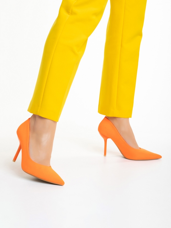 Γυναικεία παπούτσια   πορτοκάλι από ύφασμα Emelda, 3 - Kalapod.gr