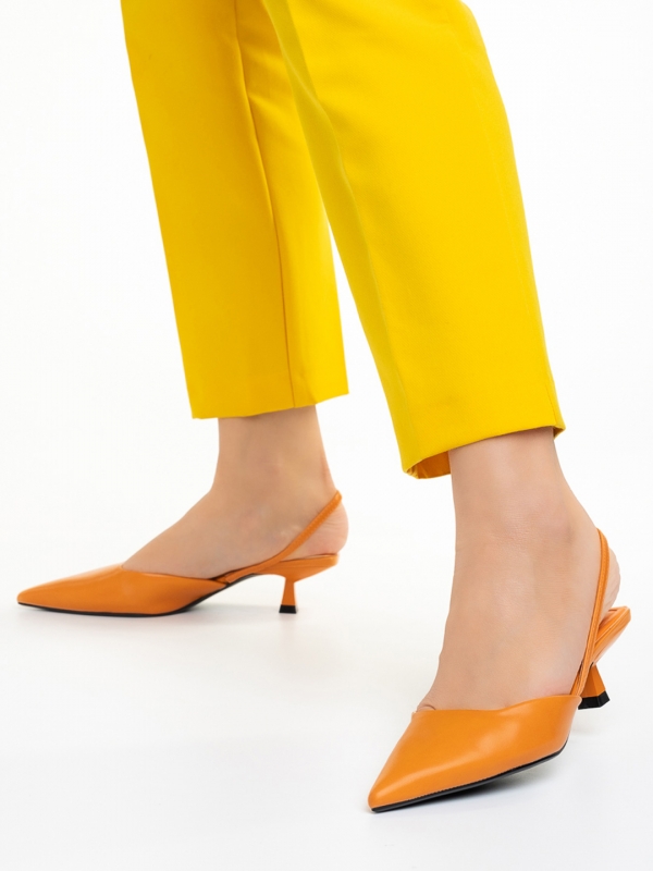Γυναικεία παπούτσια   πορτοκαλί από οικολογικό δέρμα Arete, 4 - Kalapod.gr