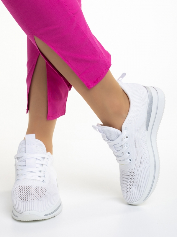 Γυναικεία αθλητικά παπούτσια λευκά από ύφασμα Jelena, 4 - Kalapod.gr