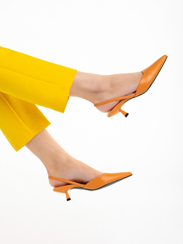 Γυναικεία παπούτσια   πορτοκαλί από οικολογικό δέρμα Arete, 5 - Kalapod.gr
