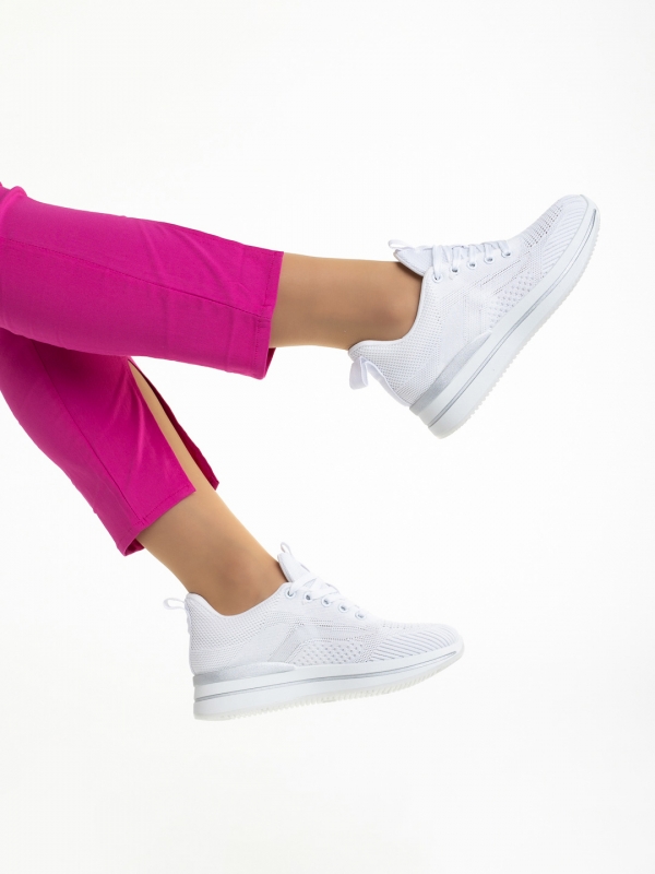 Γυναικεία αθλητικά παπούτσια λευκά από ύφασμα Jelena, 5 - Kalapod.gr