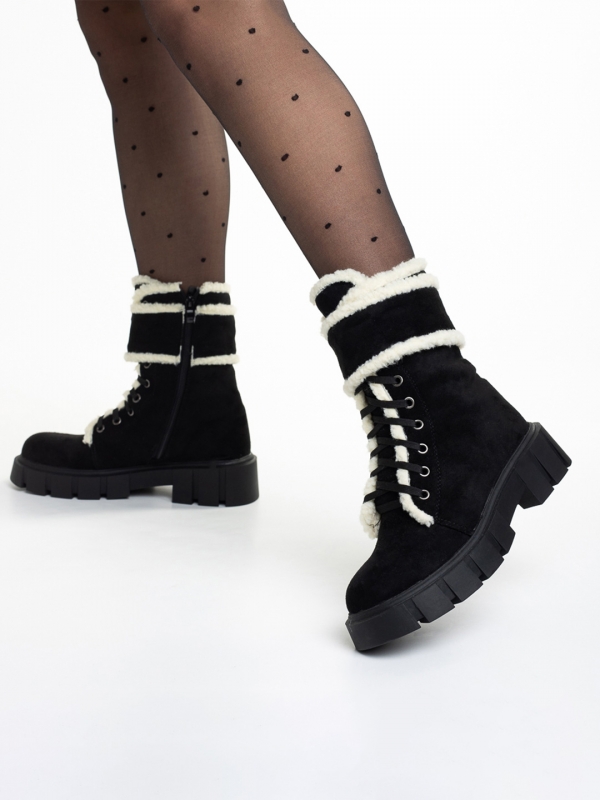 Γυναικεία μπότακια μαύρα από ύφασμα Roselyn, 3 - Kalapod.gr