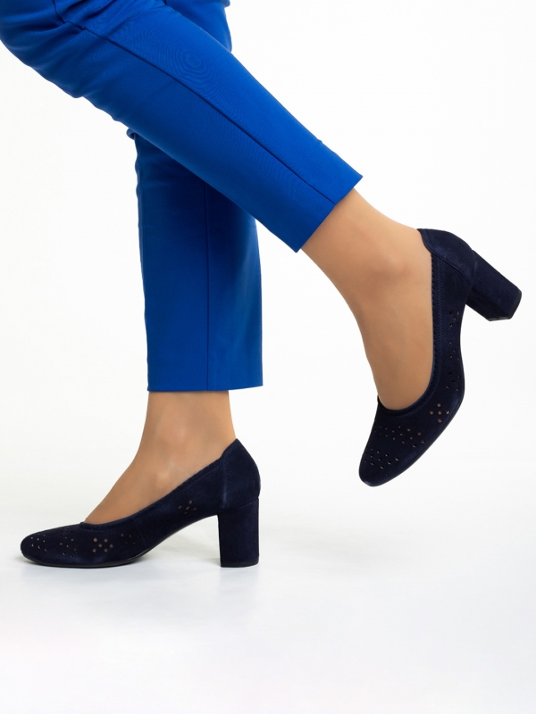 Γυναικεία παπούτσια Marco μπλε από δέρμα καστόρι Gitta, 4 - Kalapod.gr