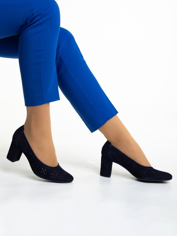 Γυναικεία παπούτσια Marco μπλε από δέρμα καστόρι Gitta, 5 - Kalapod.gr