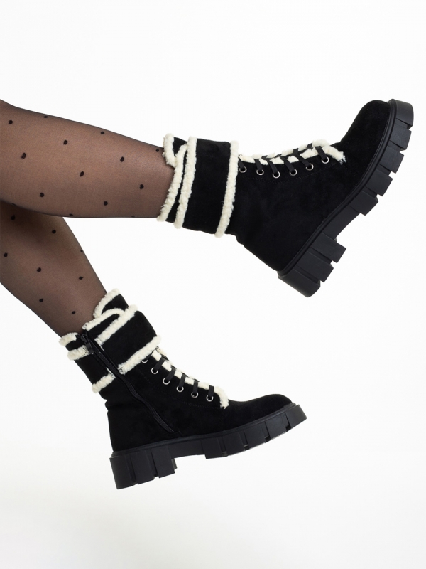 Γυναικεία μπότακια μαύρα από ύφασμα Roselyn, 5 - Kalapod.gr