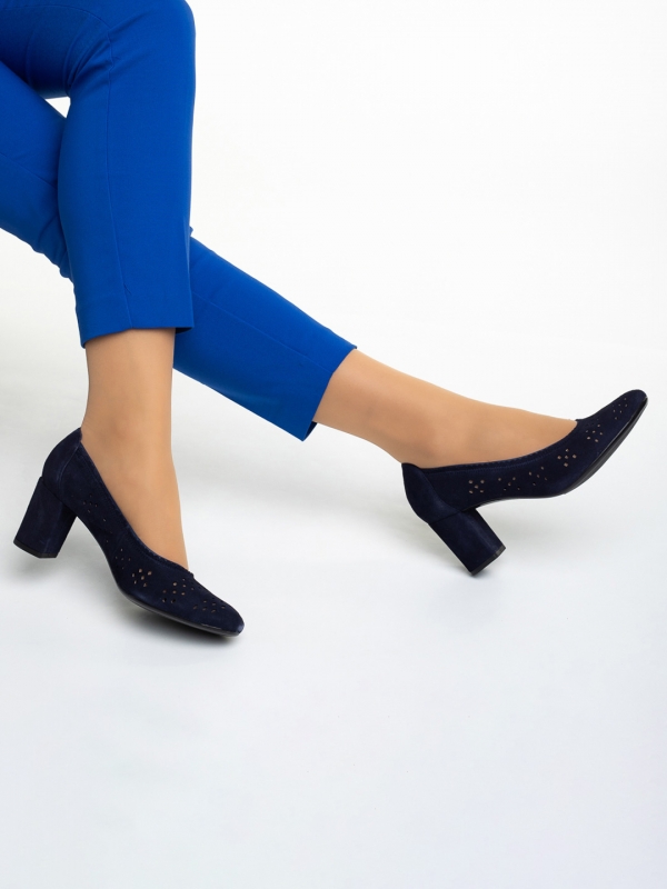 Γυναικεία παπούτσια Marco μπλε από δέρμα καστόρι Gitta, 6 - Kalapod.gr