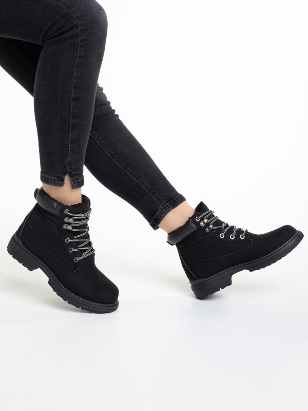 Γυναικεία μπότακια μαύρα  από οικολογικό δέρμα Reginia - Kalapod.gr