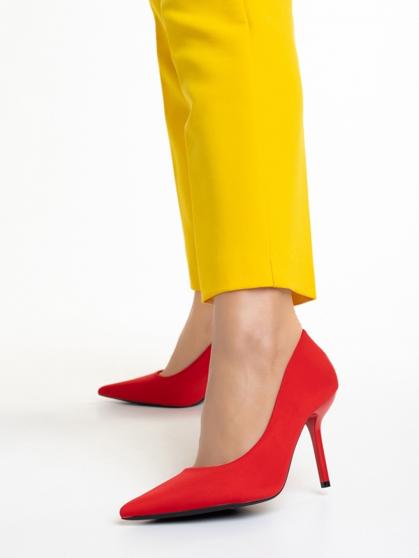 Γυναικεία παπούτσια   κόκκινα από ύφασμα Emelda, 3 - Kalapod.gr