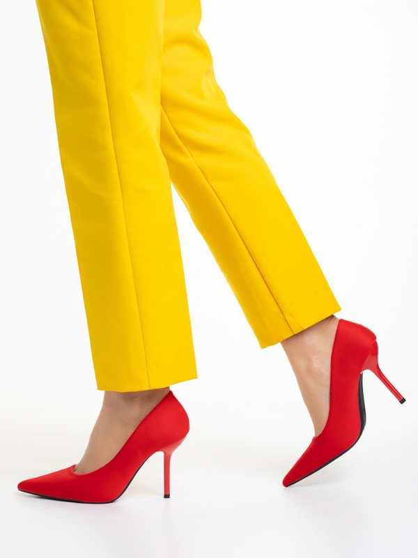 Γυναικεία παπούτσια   κόκκινα από ύφασμα Emelda, 4 - Kalapod.gr