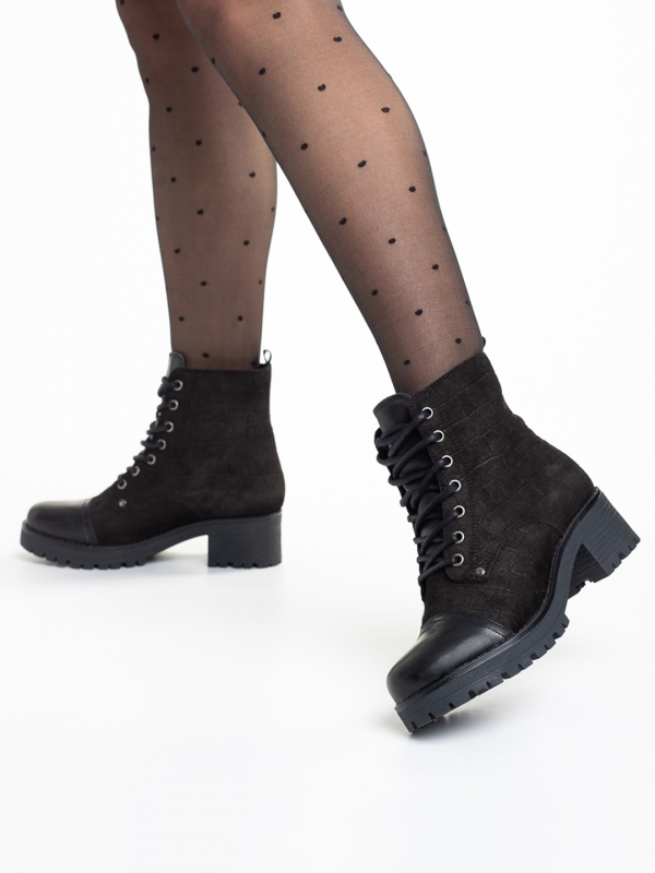 Γυναικεία μπότακια  μαύρα από φυσικό δέρμα Dariona, 4 - Kalapod.gr