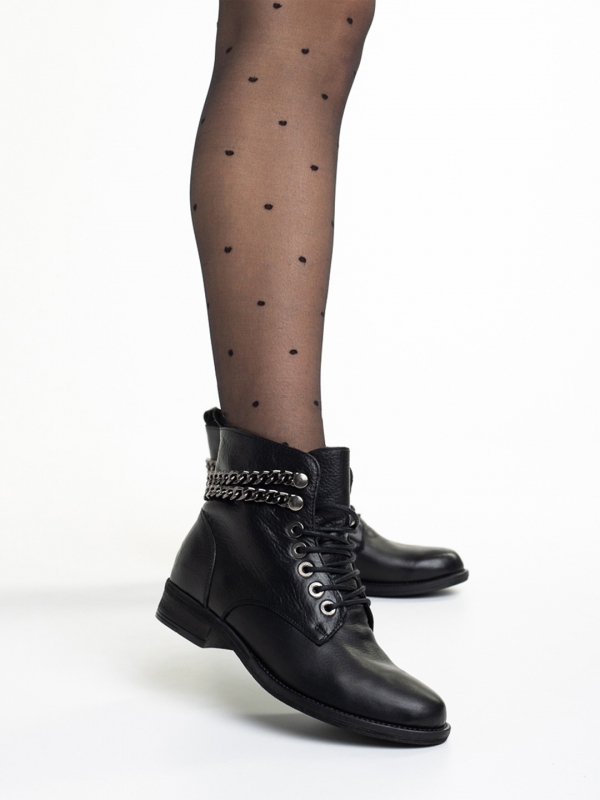 Γυναικεία μπότακια  μαύρα από φυσικό δέρμα Lamaya, 2 - Kalapod.gr