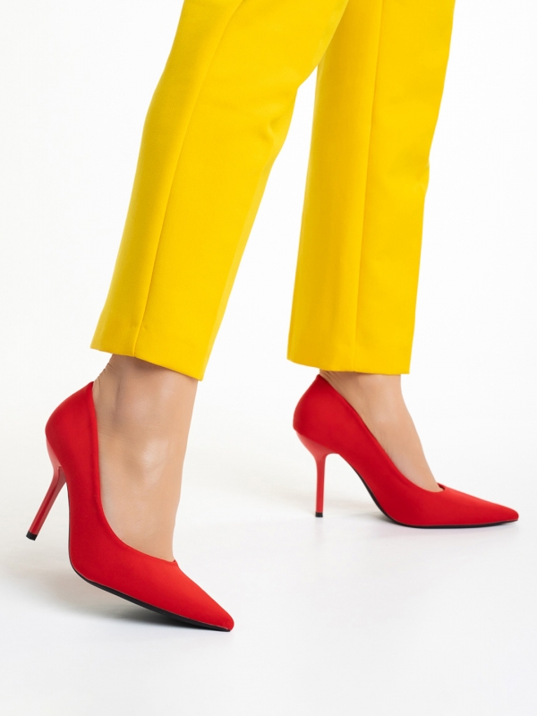 Γυναικεία παπούτσια   κόκκινα από ύφασμα Emelda, 5 - Kalapod.gr