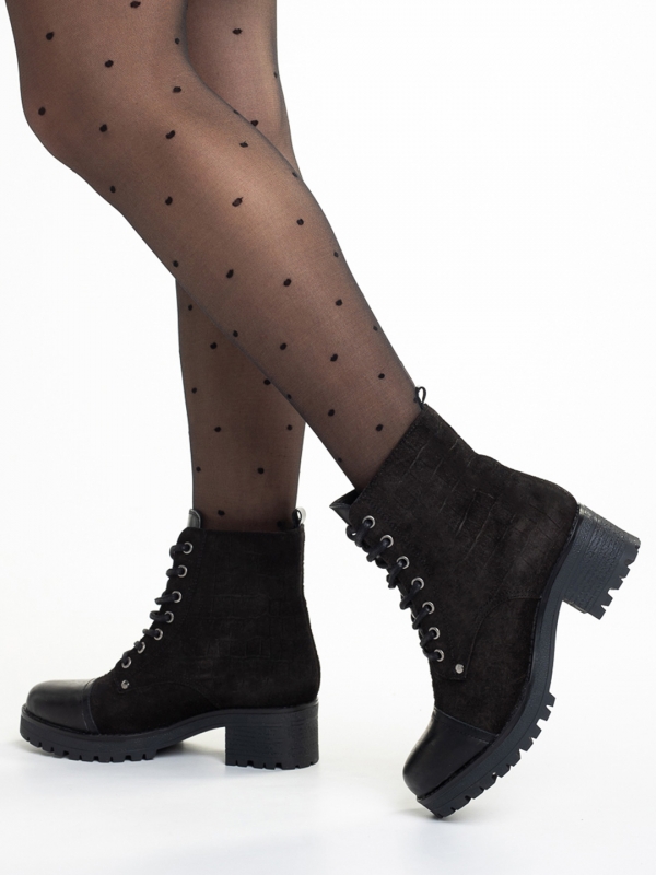 Γυναικεία μπότακια  μαύρα από φυσικό δέρμα Dariona, 5 - Kalapod.gr