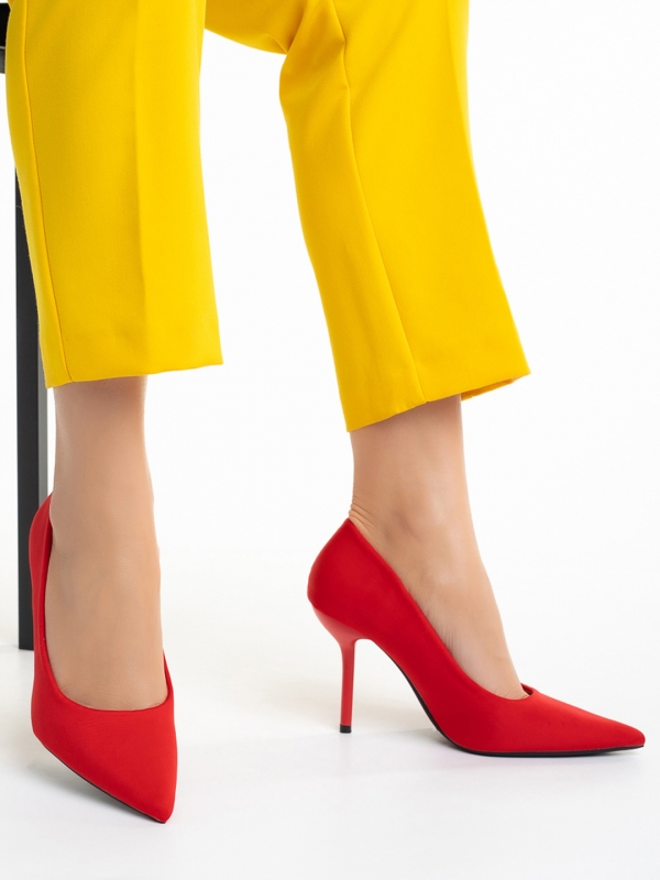 Γυναικεία παπούτσια   κόκκινα από ύφασμα Emelda, 6 - Kalapod.gr