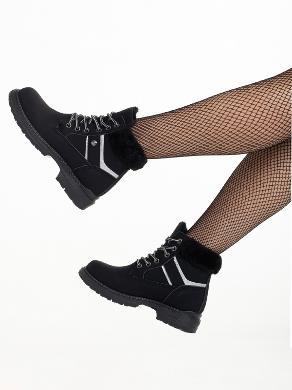 Γυναικεία μπότακια μαύρα από οικολογικό δέρμα Rehana, 5 - Kalapod.gr