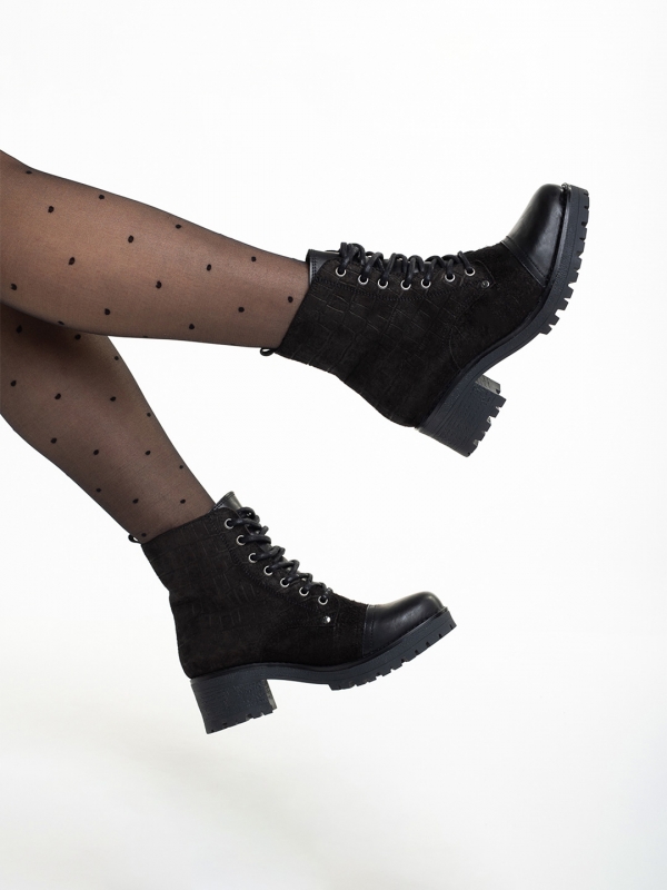 Γυναικεία μπότακια  μαύρα από φυσικό δέρμα Dariona, 7 - Kalapod.gr