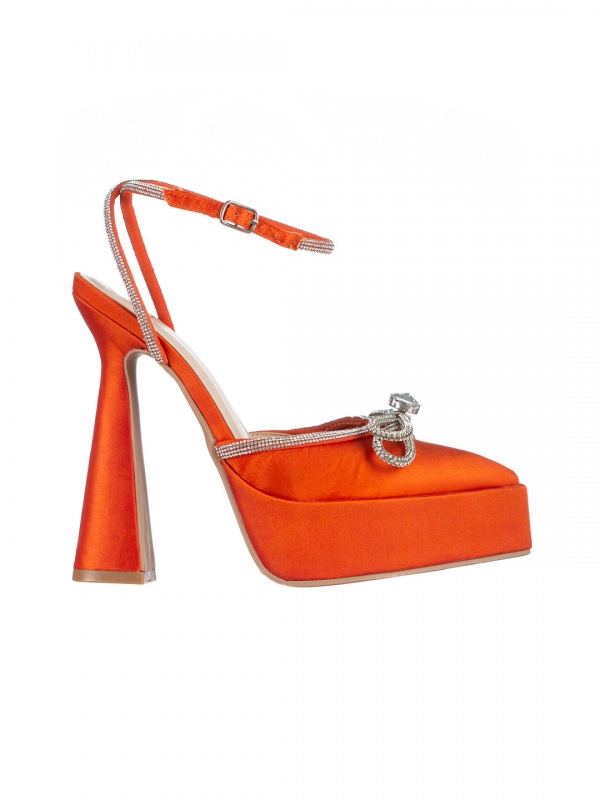 Γυναικεία παπούτσια   πορτοκαλί από ύφασμα  Valary, 6 - Kalapod.gr