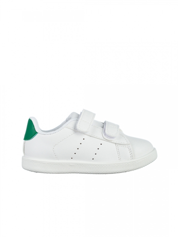 Παιδικά αθλητικά παπούτσια λευκά με πράσινα από οικολογικό δέρμα Frost, 4 - Kalapod.gr