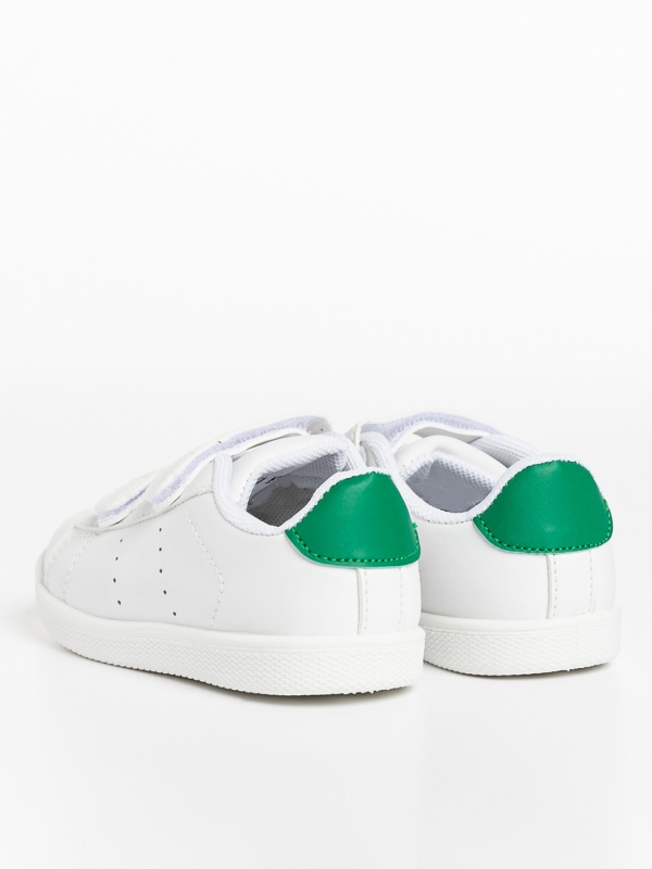 Παιδικά αθλητικά παπούτσια λευκά με πράσινα από οικολογικό δέρμα Frost, 3 - Kalapod.gr