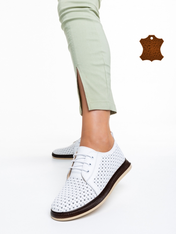 Γυναικεία casual παπούτσια  λευκά από φυσικό δέρμα Trini - Kalapod.gr