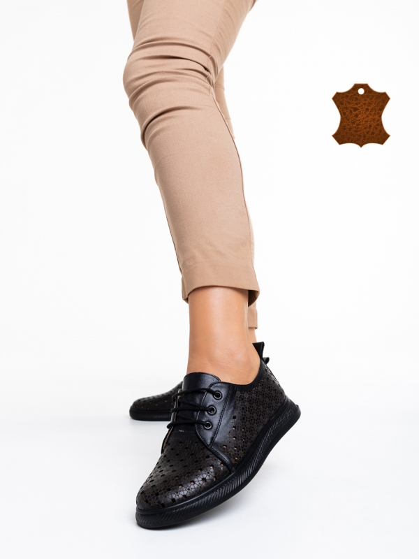 Γυναικεία casual παπούτσια  μαύρα  από φυσικό δέρμα Toini - Kalapod.gr
