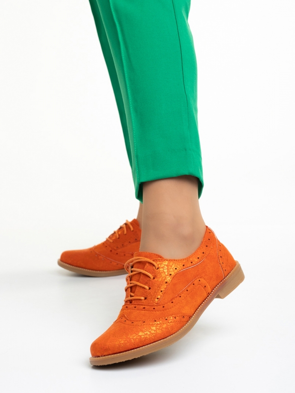 Γυναικεία παπούτσια  πορτοκαλί από οικολογικό δέρμα  Ragna, 3 - Kalapod.gr
