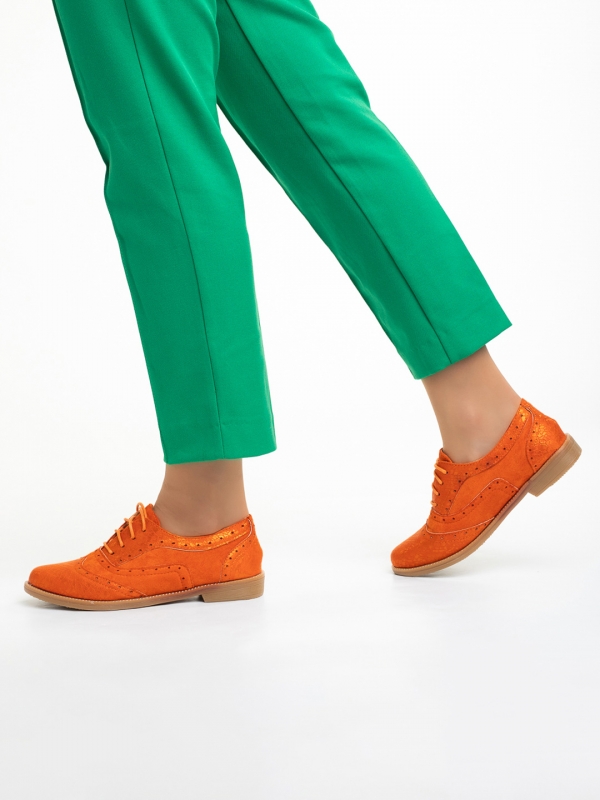 Γυναικεία παπούτσια  πορτοκαλί από οικολογικό δέρμα  Ragna, 4 - Kalapod.gr