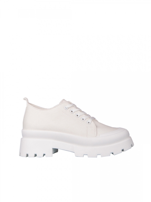 Γυναικεία αθλητικά παπούτσια λευκά από ύφασμα Genie, 5 - Kalapod.gr