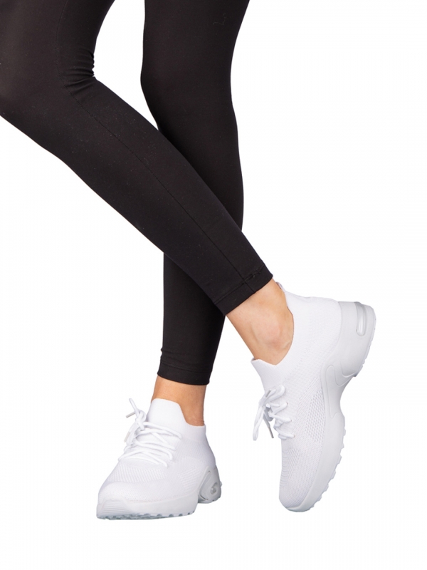 Γυναικεία αθλητικά παπούτσια λευκά από ύφασμα Fepa, 2 - Kalapod.gr
