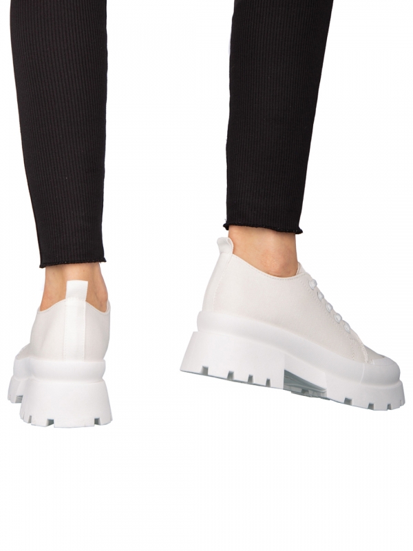 Γυναικεία αθλητικά παπούτσια λευκά από ύφασμα Genie, 3 - Kalapod.gr