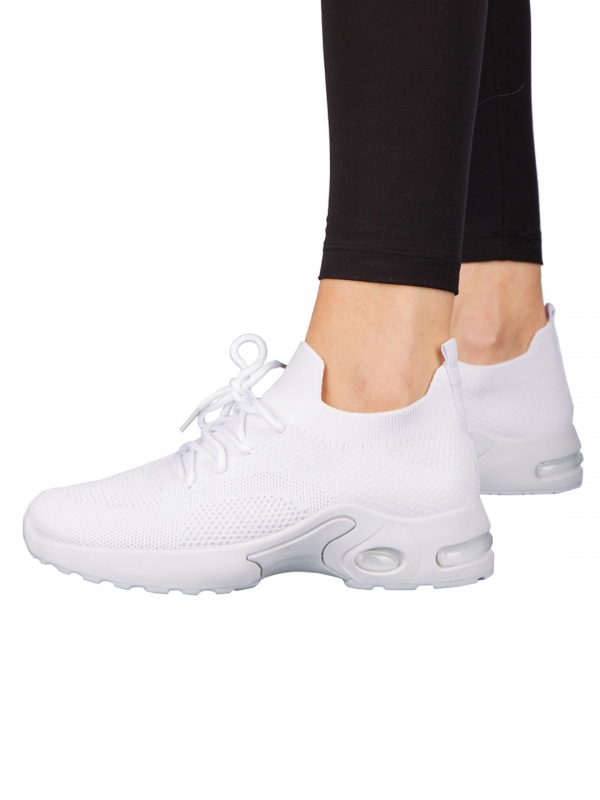 Γυναικεία αθλητικά παπούτσια λευκά από ύφασμα Fepa, 4 - Kalapod.gr