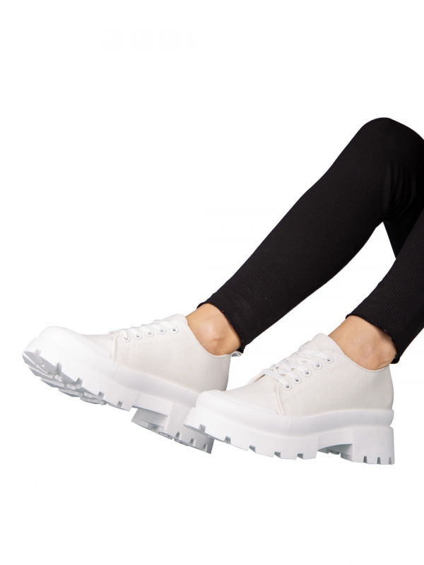 Γυναικεία αθλητικά παπούτσια λευκά από ύφασμα Genie, 4 - Kalapod.gr