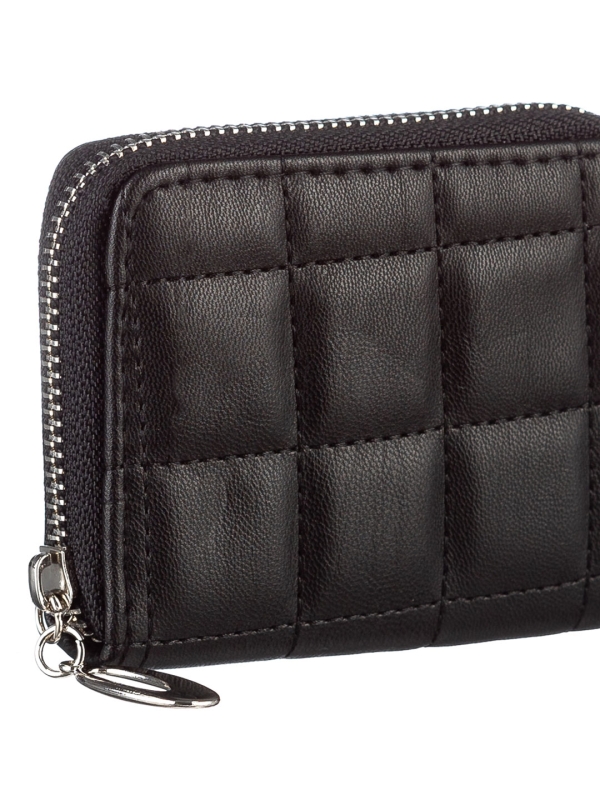 Γυναικείο πορτοφόλι μαύρο από οικολογικό δέρμα  Tomasa, 4 - Kalapod.gr